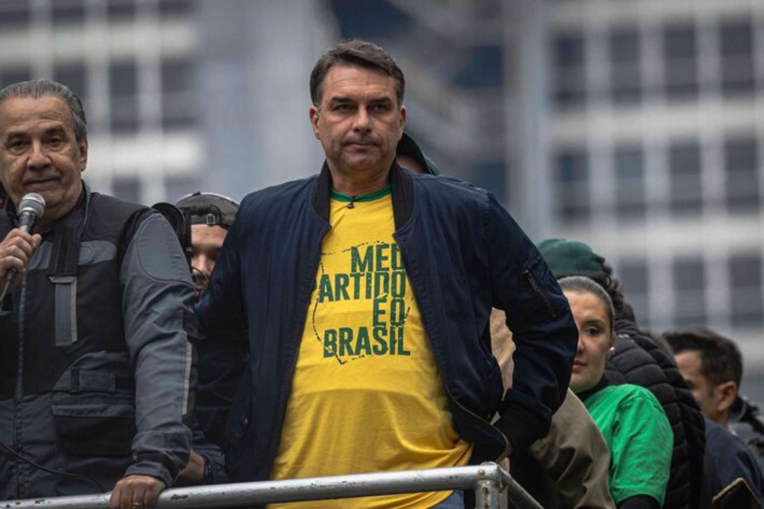 O candidato Flávio Bolsonaro em ato de 7 de Setembro na Av. Paulista, em São Paulo