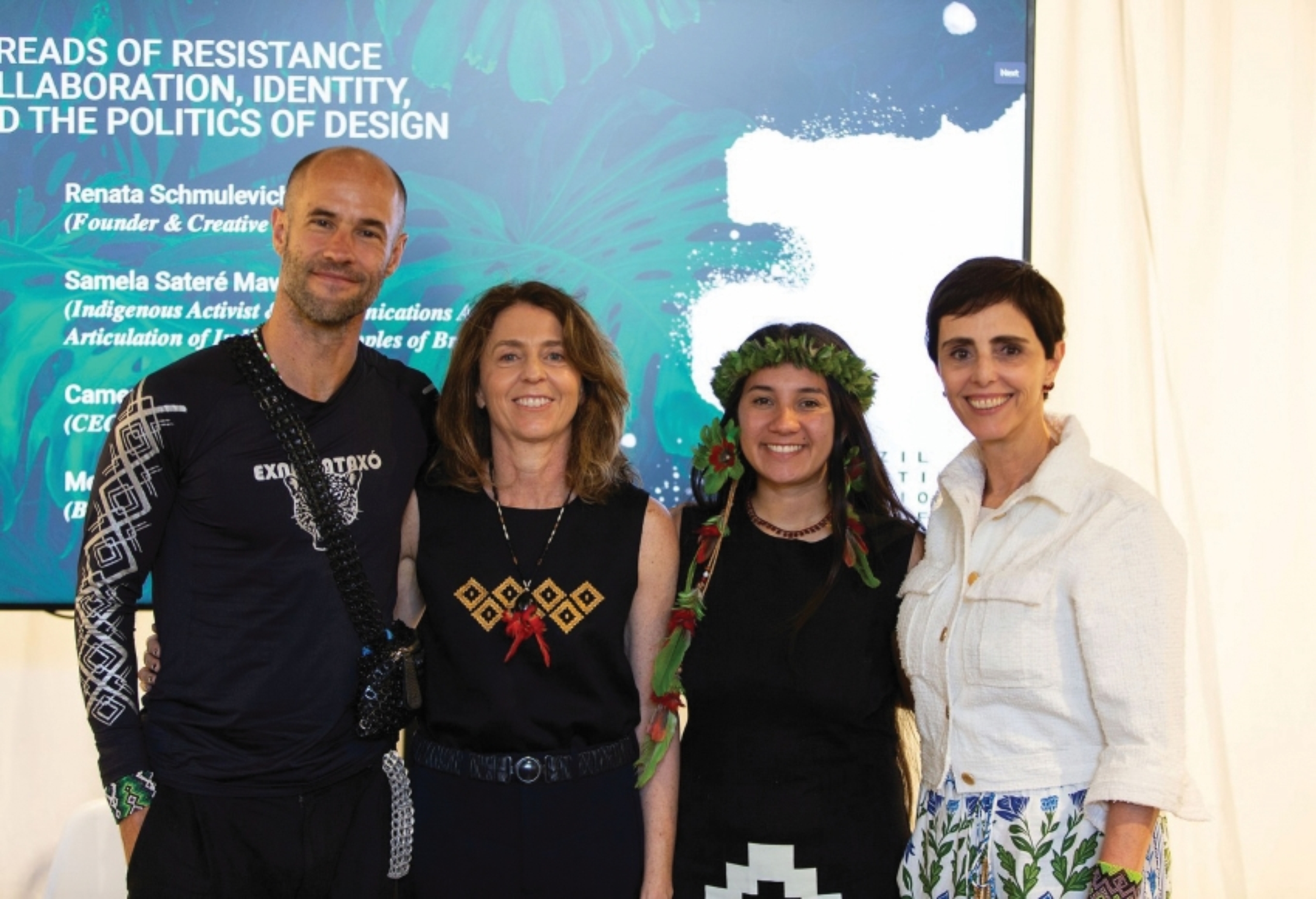 No evento London Climate Action Week 2026, com Cameron Saul, Renata Schmulevich e Samela Sateré Mawé