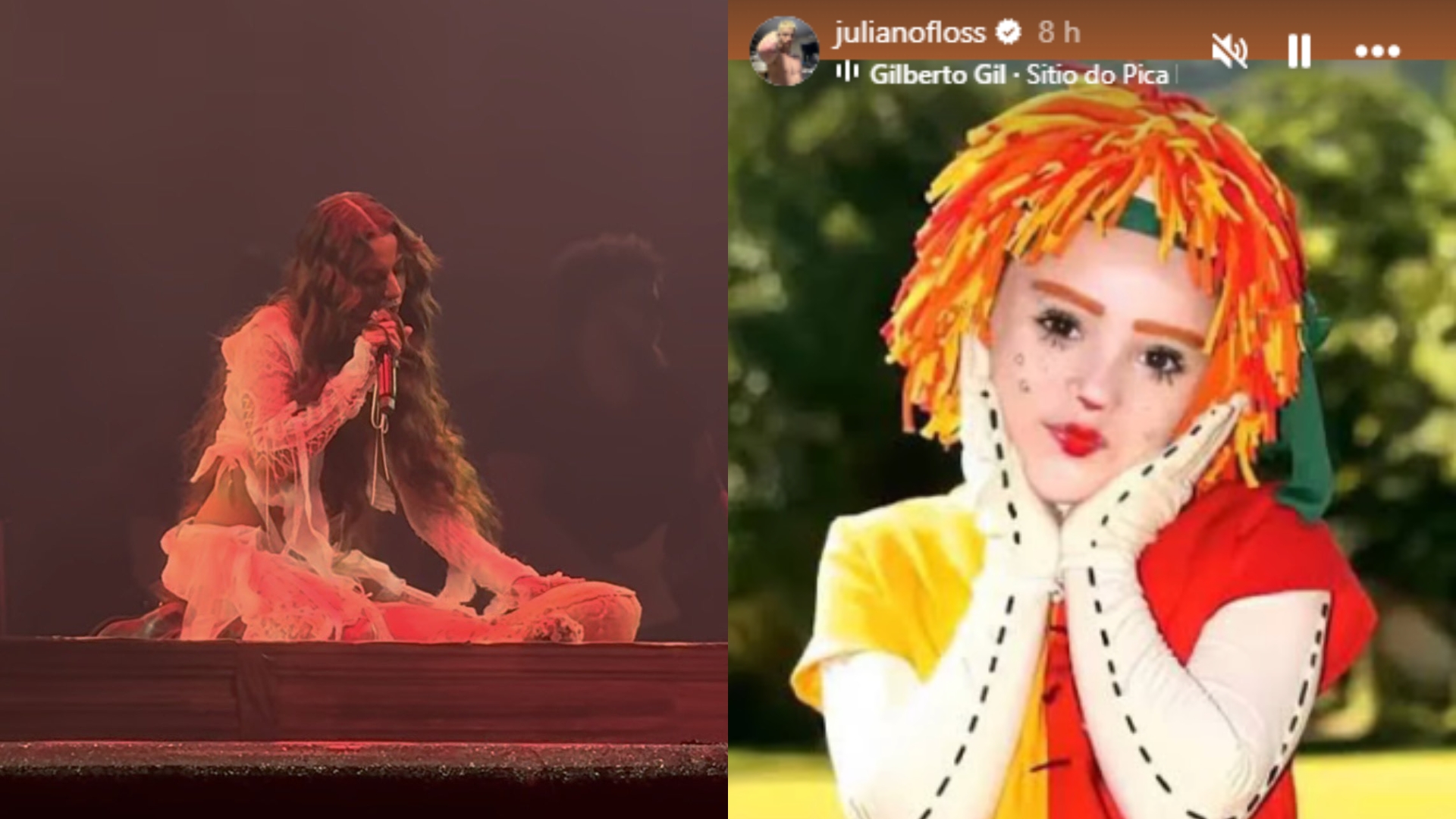 Tiro trocado? Marina Sena rasga boneco de pano no palco, e Juliano Floss posta foto de Emília