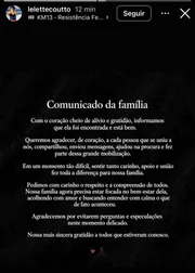 "Muita angústia", diz família de Dandara Couto após modelo voltar para casa