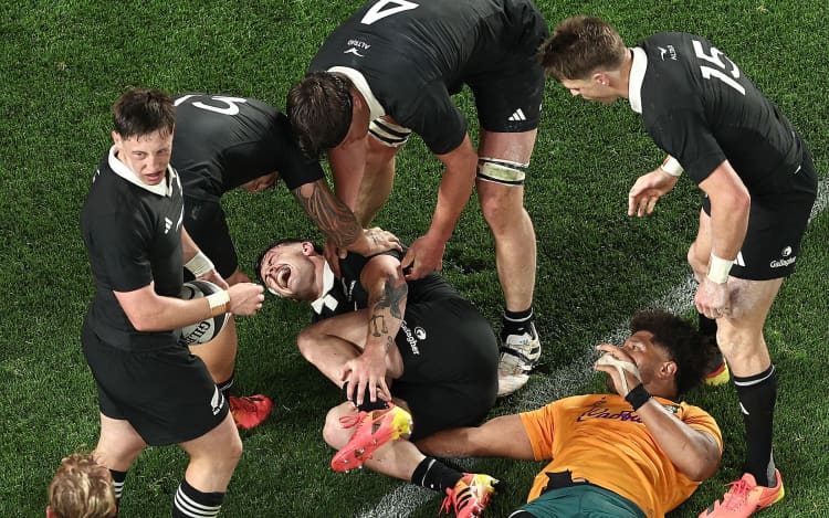Leroy Carter of New Zealand. New Zealand All Blacks v Australia Wallabies, Bledisloe Cup Rugby Test Match at Eden Park, Auckland, New Zealand on Saturday 10th October 2026. Photo: David Rowland/ Photosport