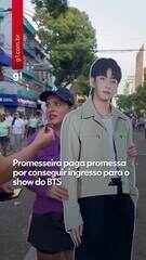 Promesseira paga promessa por conseguir ingresso para o show do BTS